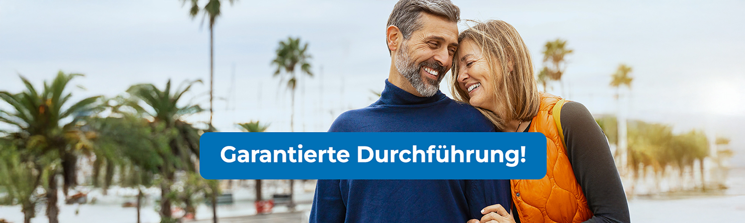 Paar im Urlaub. Grafik: Garantierte Durchführung!