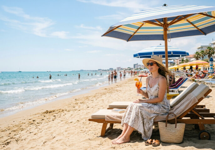 Frau am Strand von Lido di Jesolo