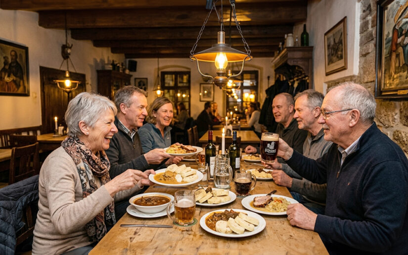 Gemeinsames Abendessen in der Gruppe