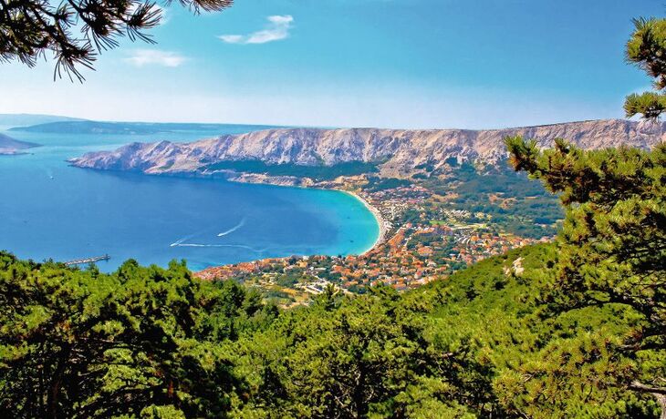 Adriatic town of Baska aerial view