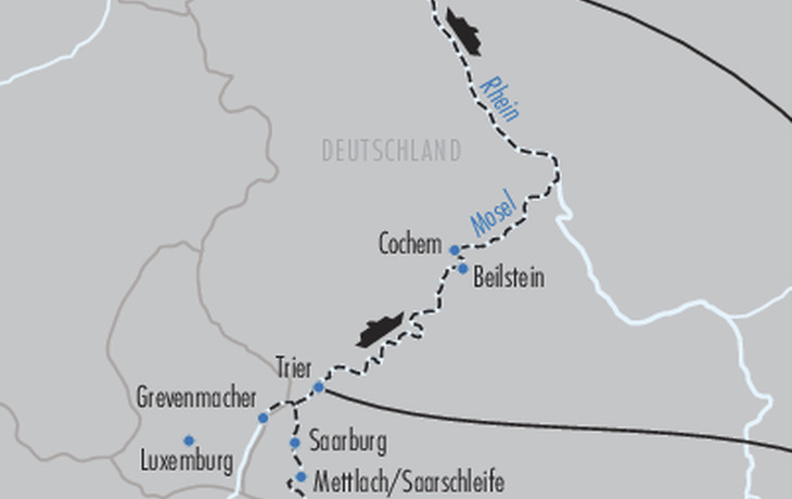 Karte Rhein, Mosel Saar