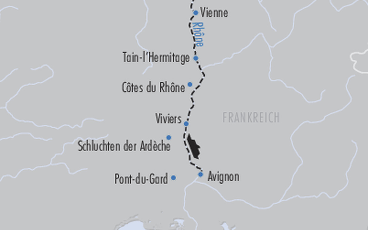 Karte Flusskreuzfahrt Rhone