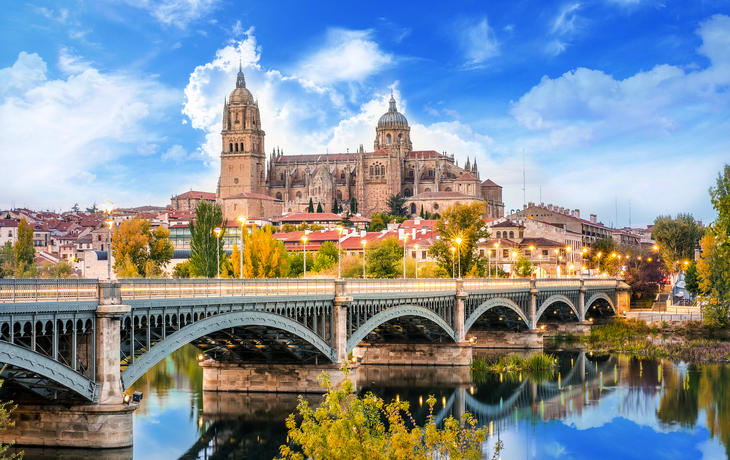 Kathedrale von Salamanca und Brücke über den Fluss Tormes - © ilker - stock.adobe.com