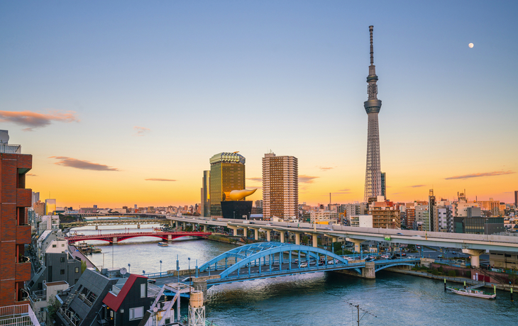 Holztor eines japanischen Schreins mit blauem Himmel und Bäumen im Hintergrund. - © beeboys - stock.adobe.com